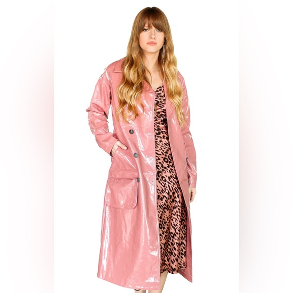 Dusty rose Vinyl trench coat. - Picture 1 of 2